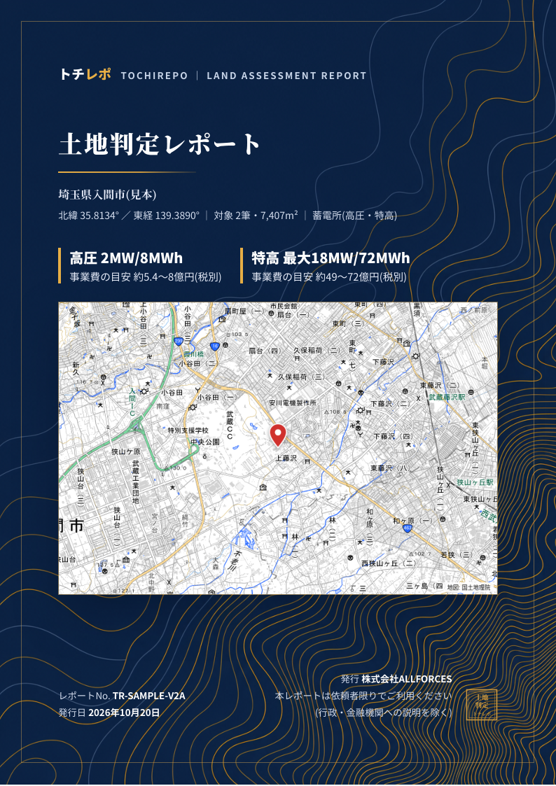 トチレポ 土地判定レポートの表紙